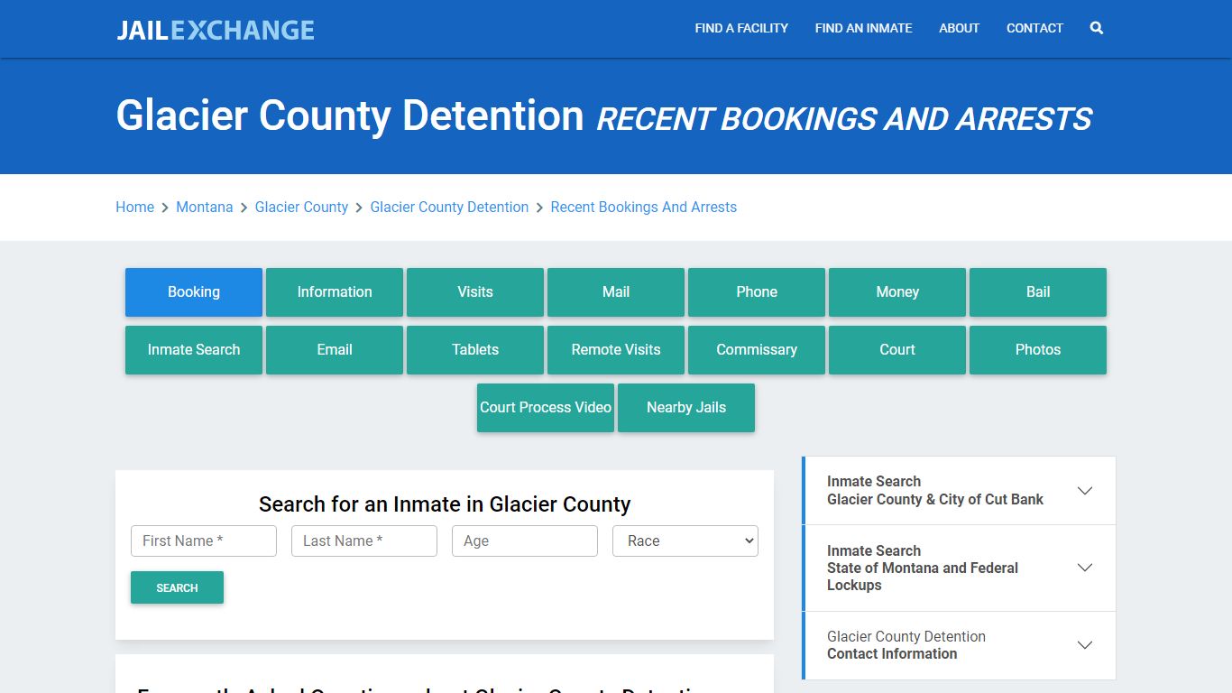 Glacier County Detention Recent Bookings And Arrests - Jail Exchange