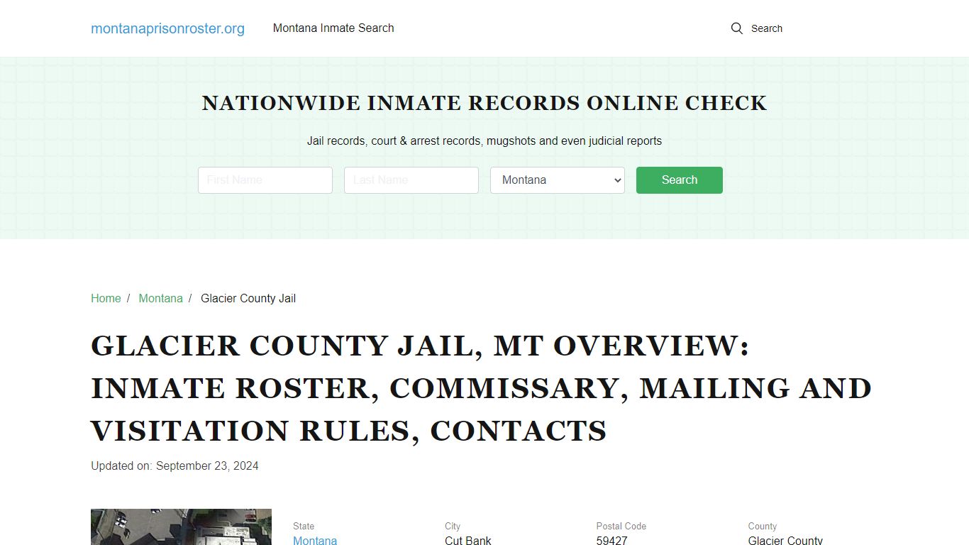 Glacier County Jail, MT: Offender Search, Visitation & Contact Info