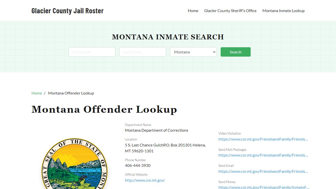 Montana Inmate Search, Jail Rosters - Glacier County Jail