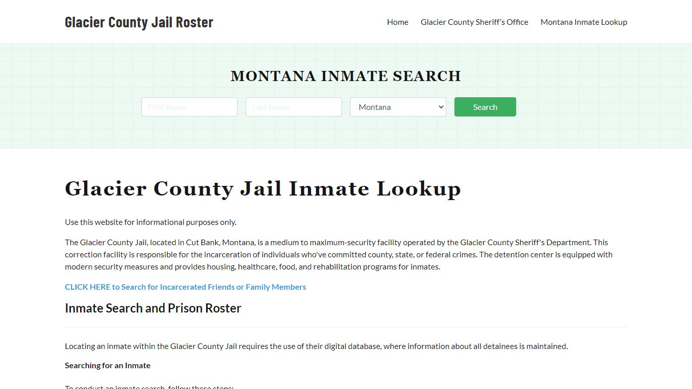 Glacier County Jail Roster Lookup, MT, Inmate Search